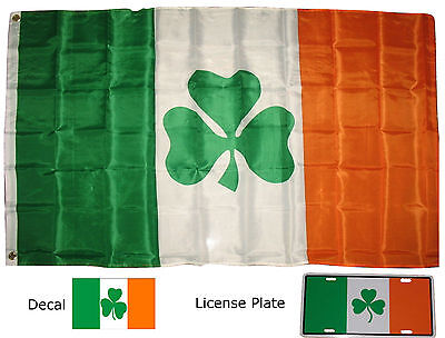 3x5 3'x5' Wholesale Set Shamrock Flag & Decal & License Plate