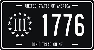 DON'T TREAD ON ME 1776 BETSY ROSS BLACK Aluminum Metal License Plate Sign Tag