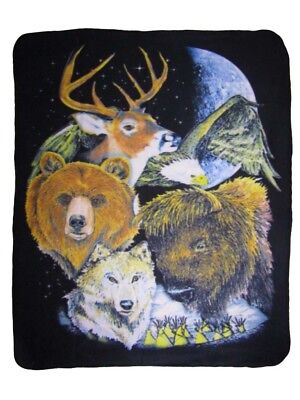 Spirit Animals Native American Indian Planet 50x60 Polar Fleece Blanket Throw