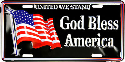 United We Stand God Bless America USA US American Flag 6"x12" License Plate