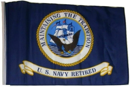 12x18 12"x18" U.S. Navy Retired Sleeve Flag Boat Car Garden Polyester