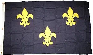 100% Cotton 3x5 Embroidered Sewn Fleur De Lis Blue 3 Flag 3'x5'