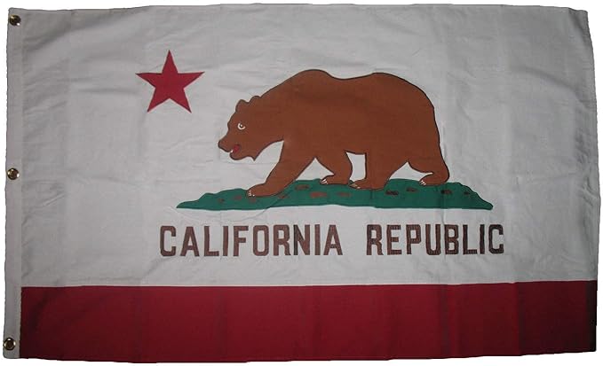 100% Cotton 3x5 Embroidered Sewn California State Flag 3'x5' Handmade 3 Clips