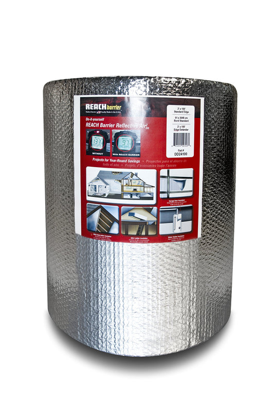 Reach Barrier DD24100 Double Reflective Air, Polyethylene Insulation Roll, (2 ft x 100 ft), Sound Reduction, Easy Installation, for Attics, Exterior and Interior Walls, Garage Ceilings, and More