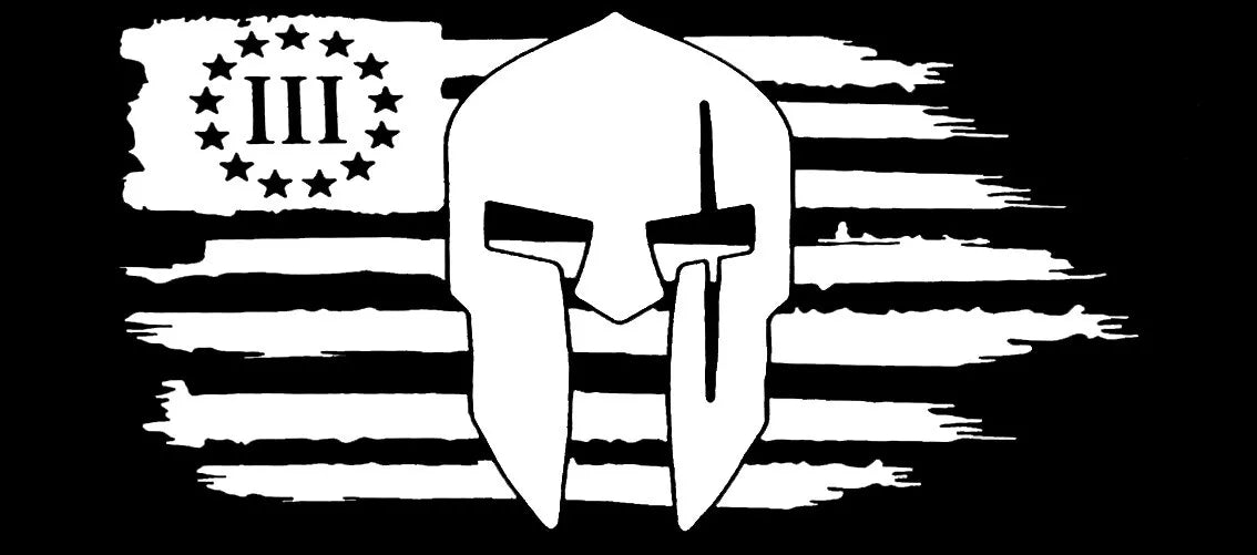 Betsy Ross 3 III Spartan Helmet Black White Vinyl Decal Bumper Sticker