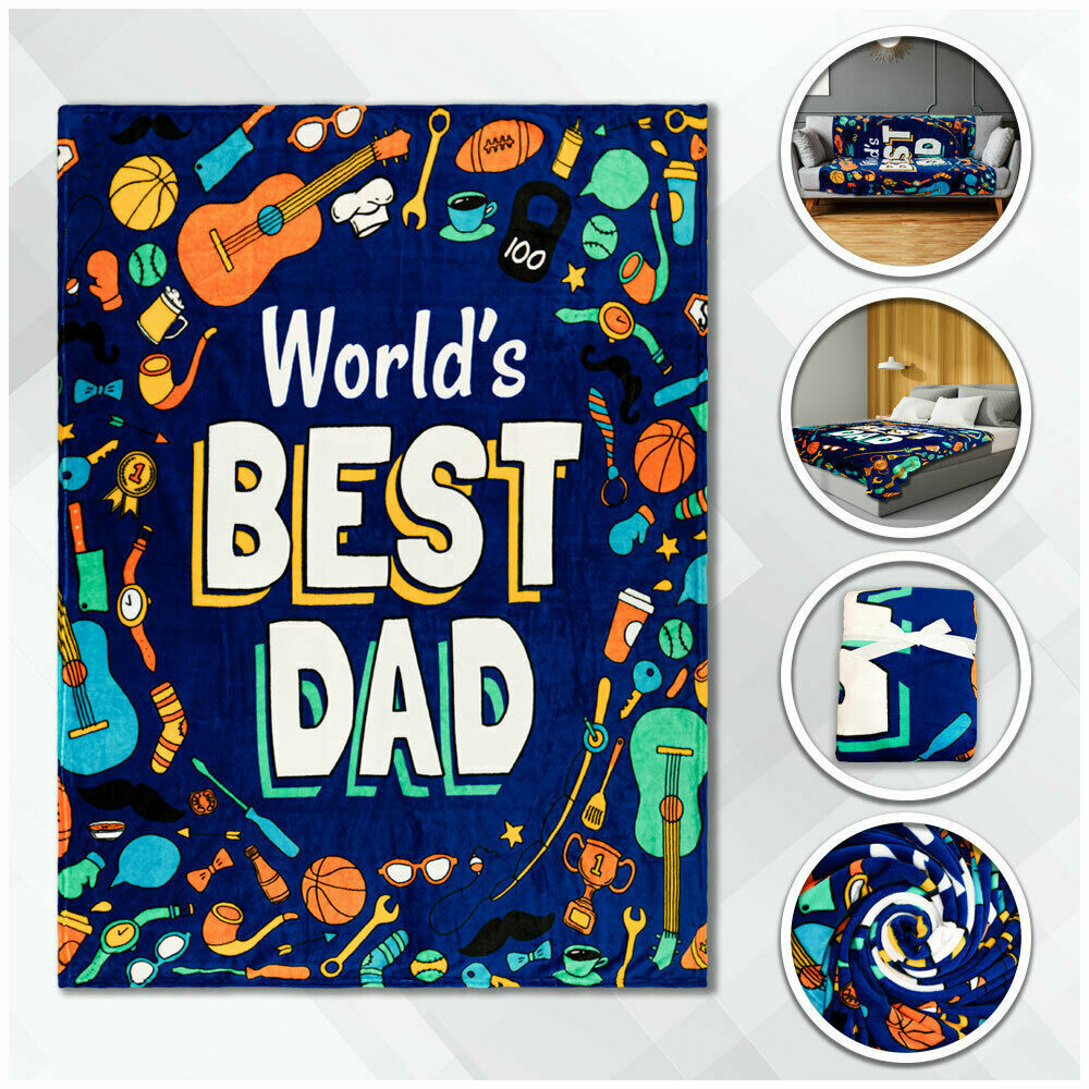 World's Best Dad Plush Blanket 50x60 Father's Day Blanket For Dad Throw Blanket