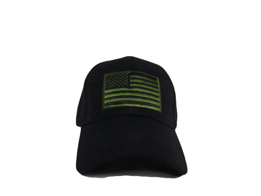 USA US U.S. America American Flag Green Patch Black Baseball Cap Hat (RAM) C1004