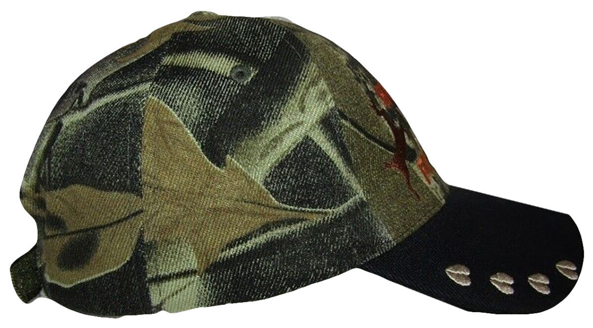 Hunters Will Do Anything For A Buck Black Bill Camo Deer Embroidered Cap Hat