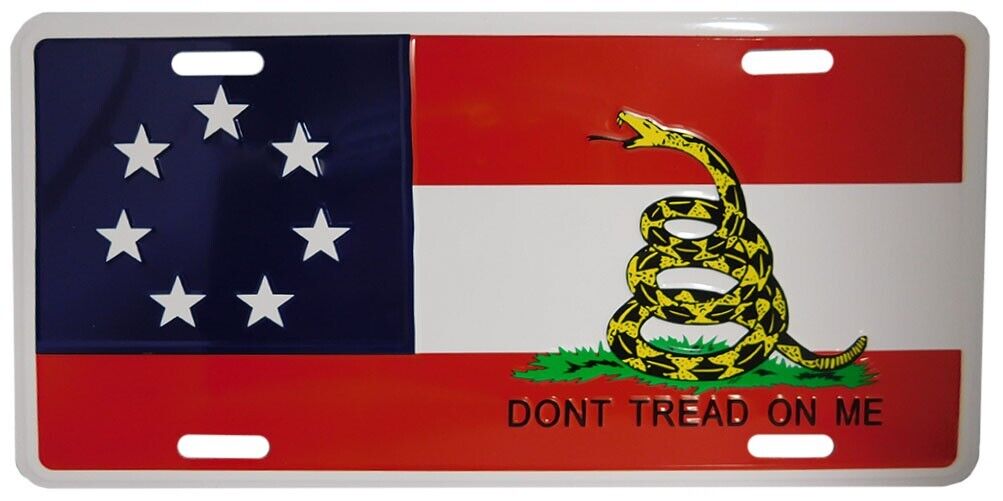 1st National 7 Stars and Bars CSA Gadsden Don't Tread On Me 6"x12" License Plate