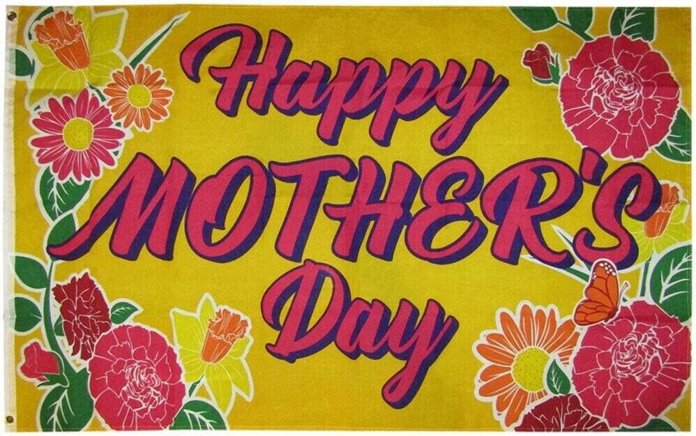 3x5 Happy Mother's Day Golden Premium 100D Woven Poly Nylon 3'x5' Flag Banner