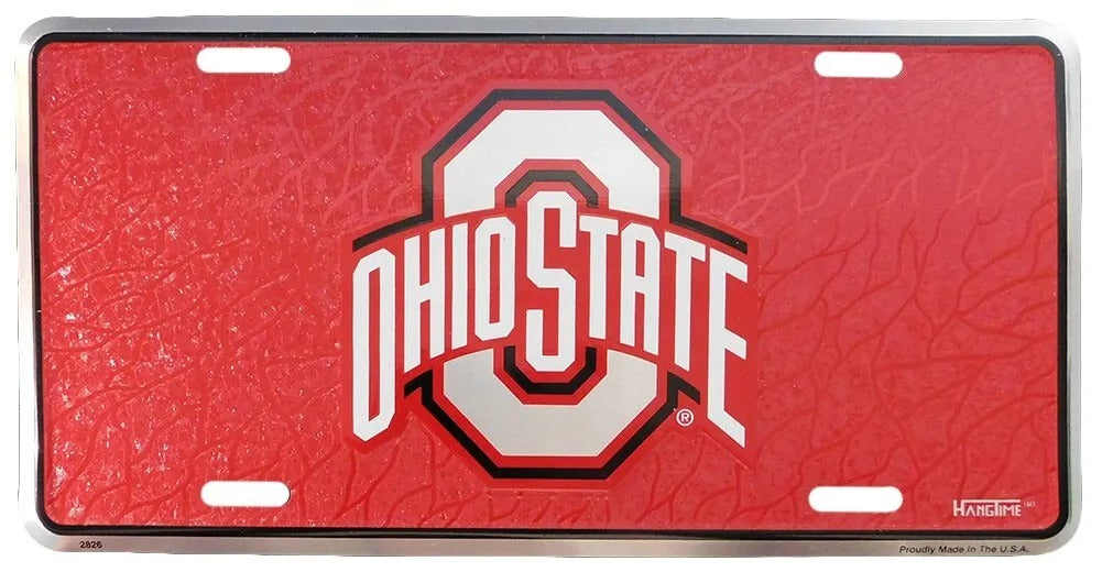 Ohio State University Crackled Red 6"x12" License Plate - OFFICIALLY LICENSED