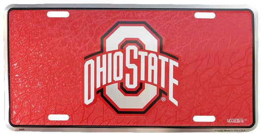 Ohio State University Crackled Red 6"x12" License Plate - OFFICIALLY LICENSED