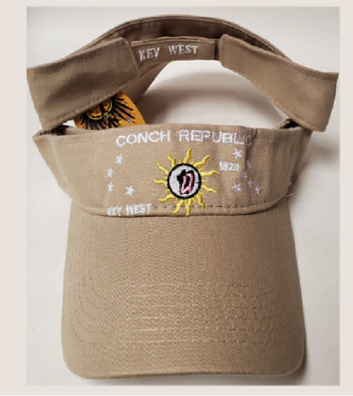 Embroidered KHAKI STONE Florida Key West Conch Republic Visor