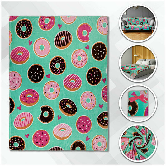 Donut Daydream Plush Blanket 50x60 Cute Donut Blanket Girl's Throw Blanket