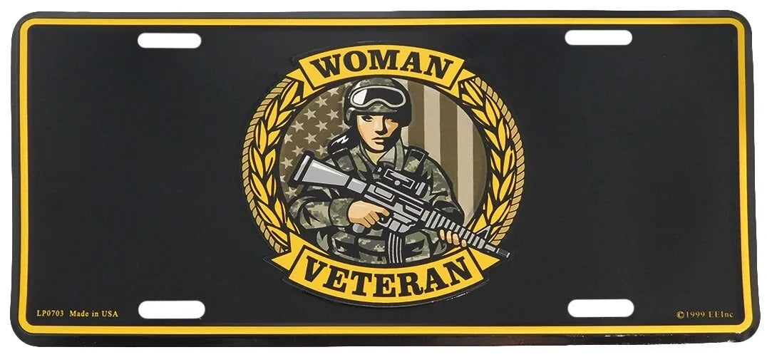 Woman Veteran Black Aluminum 6"x12" License Plate LP0703 - Officially Licensed