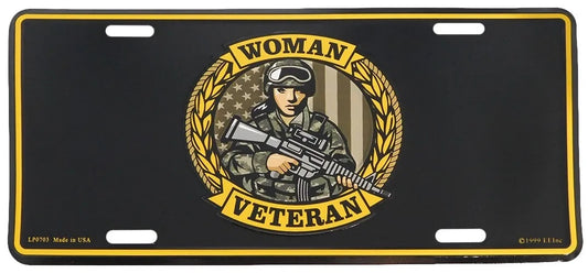 Woman Veteran Black Aluminum 6"x12" License Plate LP0703 - Officially Licensed