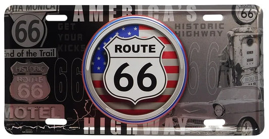 America's Highway Route 66 Bullseye Style 6"x12" License Plate