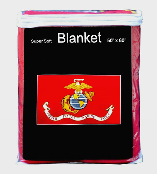 U.S. Marine Corps Flag Fleece Blanket 50"x60" Soft Marines USMC Throw Cover