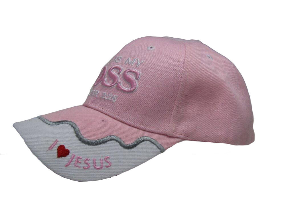 Christ Christian Jesus Is My Boss 1 Peter 2:25 Pink Embroidered Cap CAP825 Hat