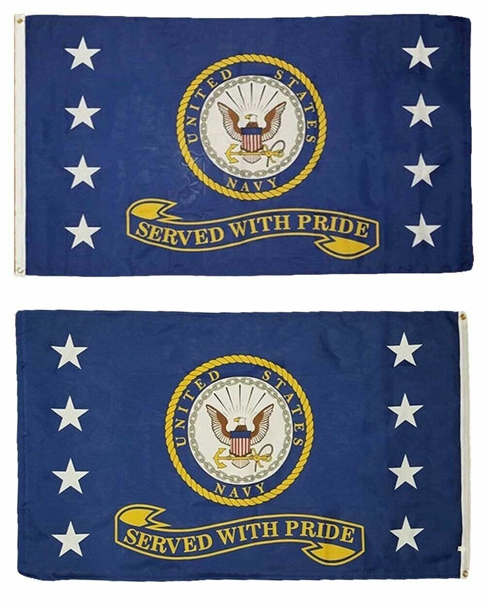 3x5 Navy Served With Pride USN 2 Faced Double Sided 2-ply Polyester Flag