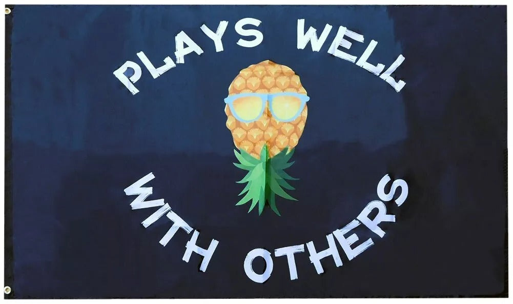 Plays Well With Others Upside Down Pineapple 3'x5' 100D Woven Poly Nylon Flag