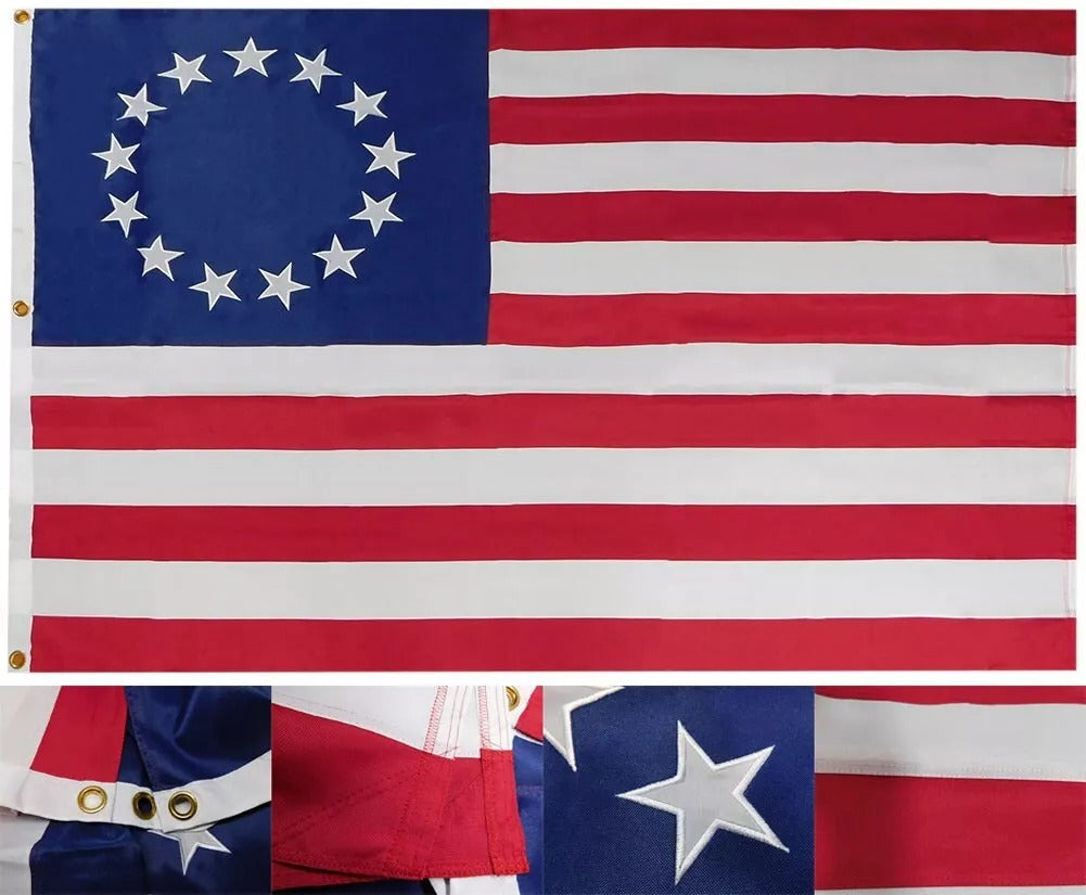 4x6 Betsy Ross Outlined Star 6X4 Premium Embroidered 420D POLYESTER Flag Banner