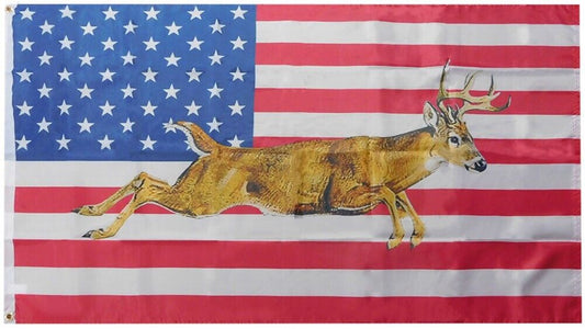 3x5 USA Deer Running 100D Woven Poly Nylon 3'x5' Flag Banner