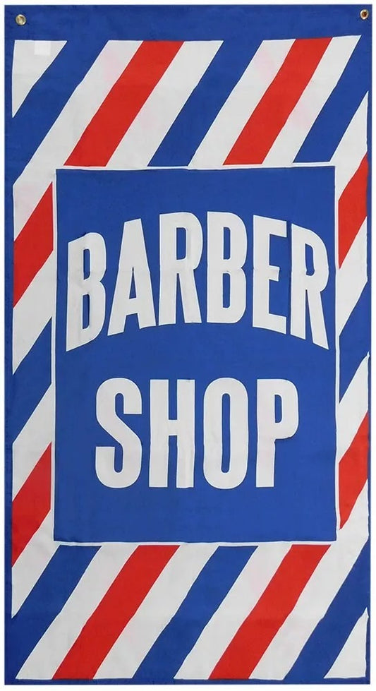 Barber Shop RWB Vertical 3x5 100D Woven Poly Nylon Flag Banner Sleeve & Grommets