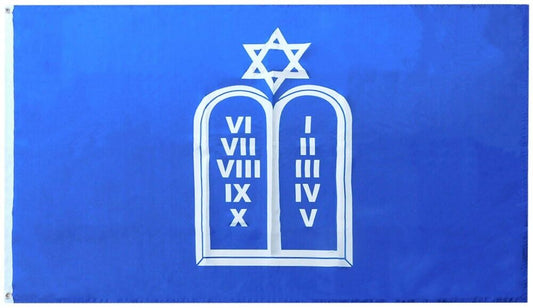 3x5 Jewish Chaplain Moses Blue Tablet100D Woven Poly Nylon 3'x5' Flag Banner