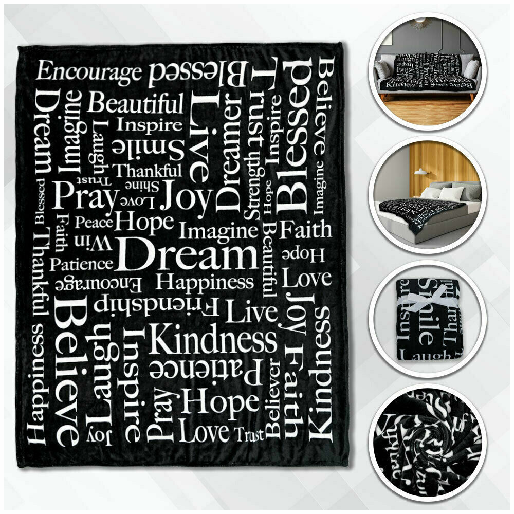 Inspiring Message Black Plush Blanket 50x60 Positivity Blanket survivor Throw Blanket