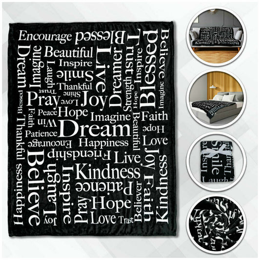 Inspiring Message Black Plush Blanket 50x60 Positivity Blanket survivor Throw Blanket