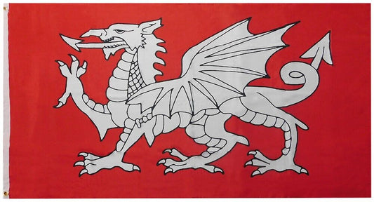 3x5 British White Dragon English Red 100D Woven Poly Nylon 3'x5' Flag Banner