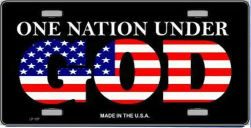 One Nation Under God Metal Novelty License Plate Tag