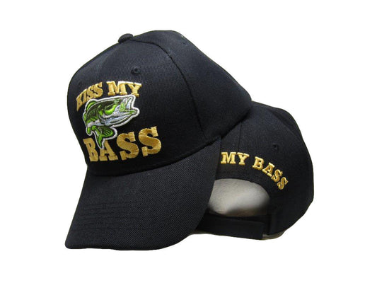 Kiss My Bass Fishing Embroidered Adjustable Cap Hat