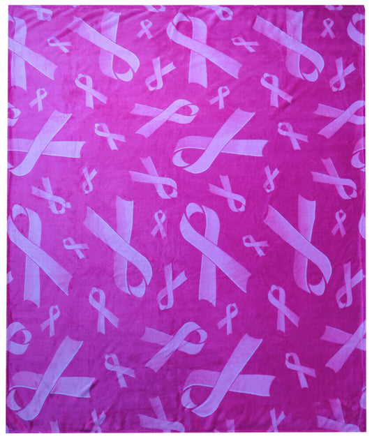 Breast Cancer Pink Ribbon 50x60 50"x60" Plush Fleece Blanket Throw