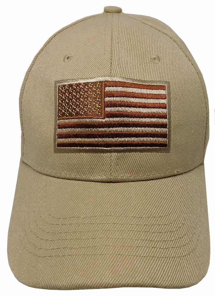 USA US U.S. America American Flag Khaki Tan Patch Baseball Cap CAP610A Hat