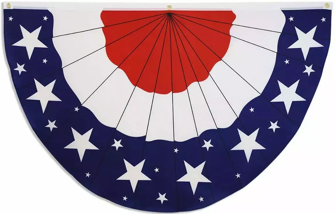 "USA STARS BUNTING" flag 5x3 ft half circle fan polyester banner US patriotic