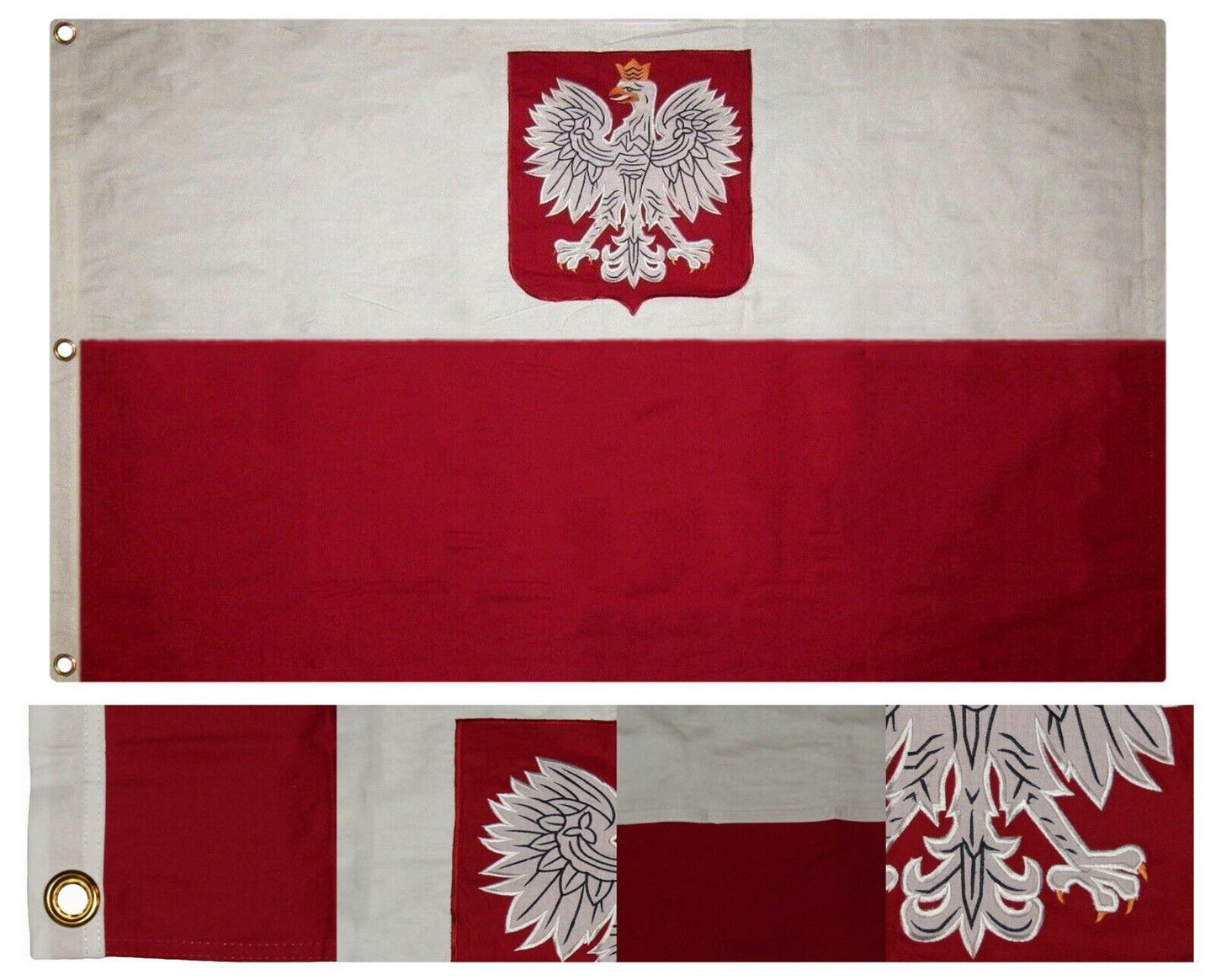 3x5 Embroidered Sewn Poland Eagle Polish Polska 100% Cotton Flag 3'x5'