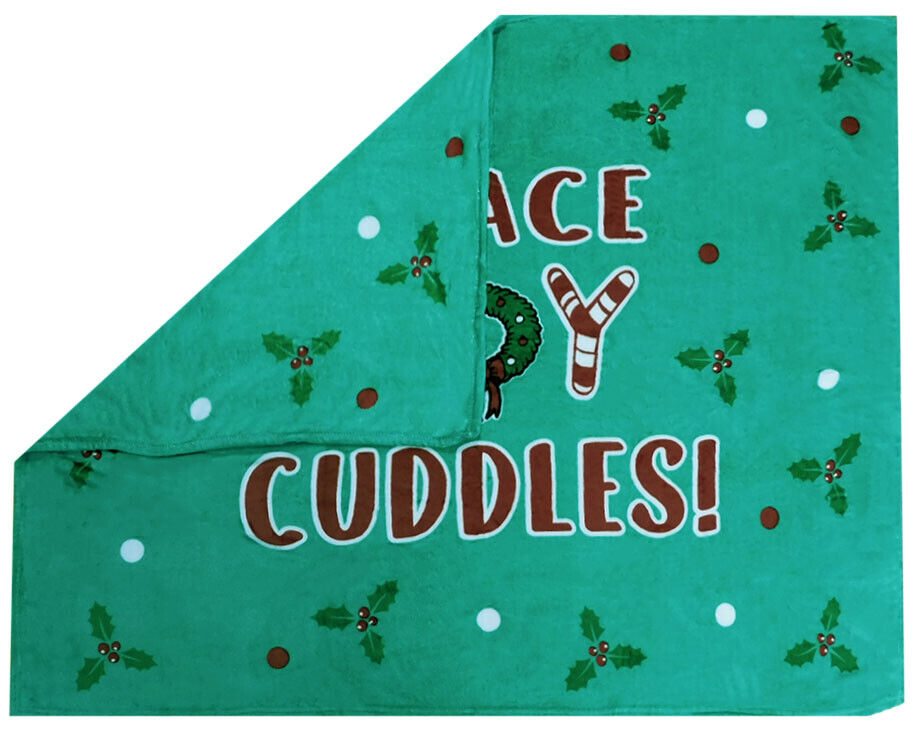 Peace Joy Cuddles! Green Christmas 50x60 50"x60" Soft Plush Fleece Blanket Throw