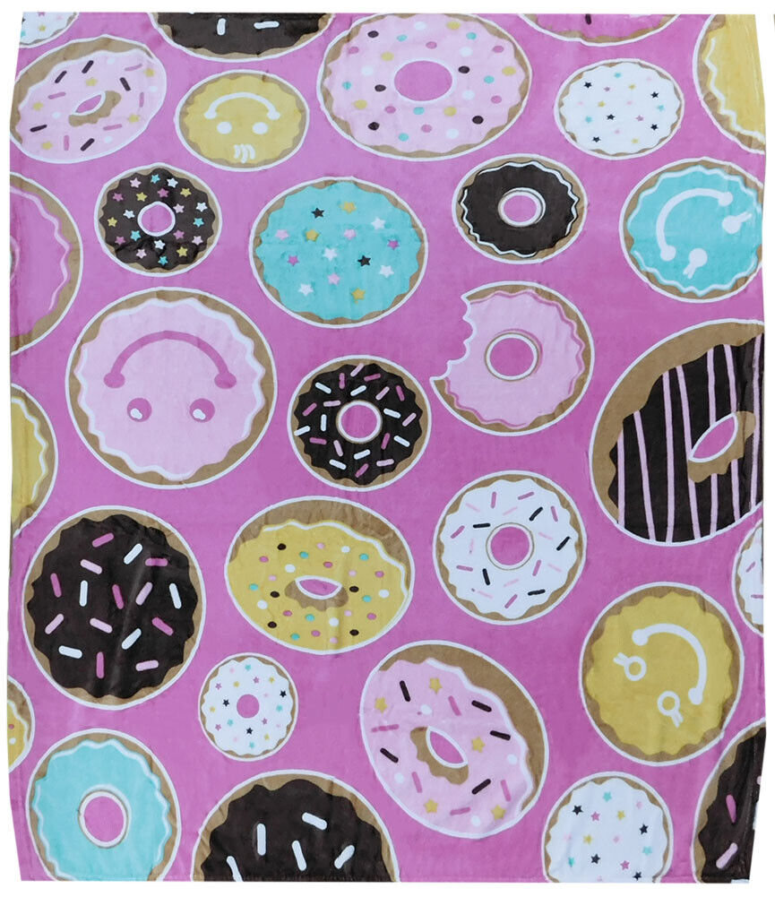 Happy Donuts Pink 50x60 50"x60" Soft Plush Fleece Blanket Throw