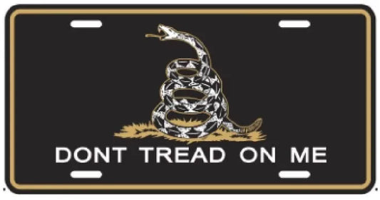 Hangtime Snake Don't Tread On Me Black Aluminum License Plate Car Front 6"x12"