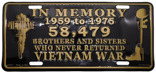 Vietnam War In Memory 1959 to 1975 Brothers & Sisters 6"x12" License Plate