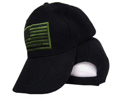 USA US U.S. America American Flag Green Patch Black Baseball Cap Hat (RAM) C1004