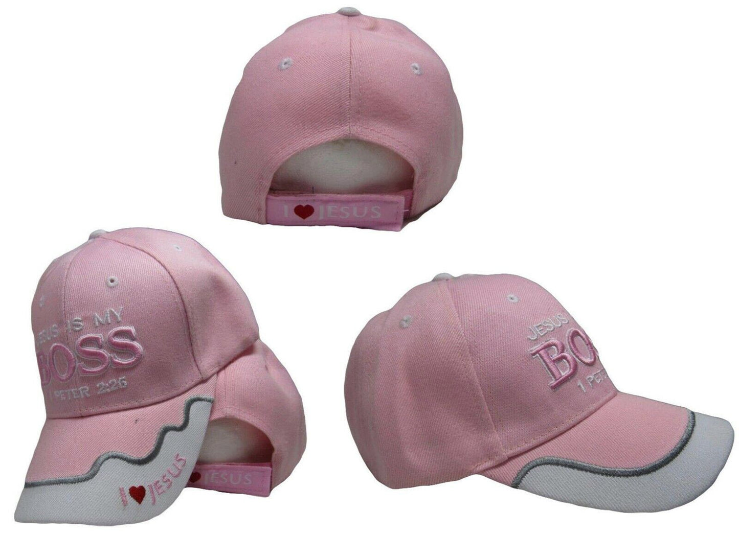 Christ Christian Jesus Is My Boss 1 Peter 2:25 Pink Embroidered Cap CAP825 Hat