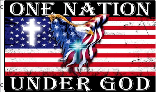 3X5 ONE NATION UNDER GOD CHRISTIAN CROSS USA EAGLE FLAG BANNER 100D