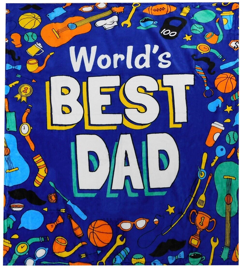 World's Best Dad Blue 50x60 50"x60" Soft Plush Fleece Blanket Throw