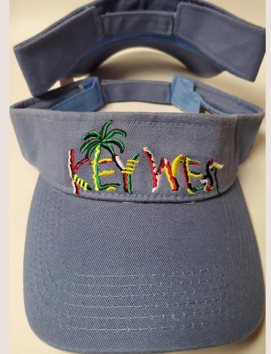 Embroidered Florida Key West LIGHT BLUE Conch Republic PALM TREE Visor