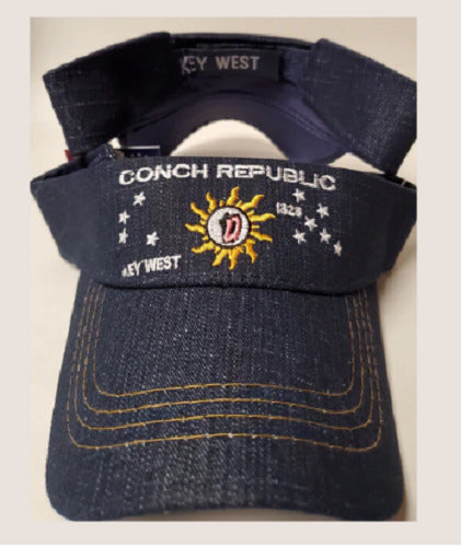 Embroidered BLUE DENIM Florida Key West Conch Republic Visor