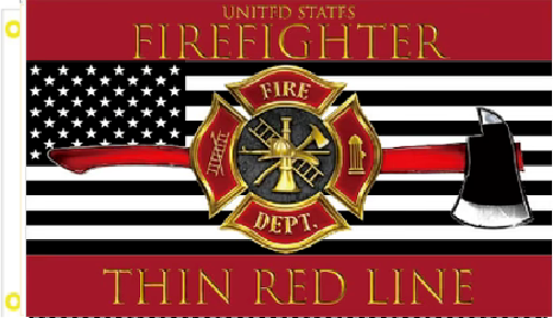 3X5 USA THIN RED LINE FIREFIGHTER FIRE FIGHTER EMBLEM AX RED FLAG BANNER 100D