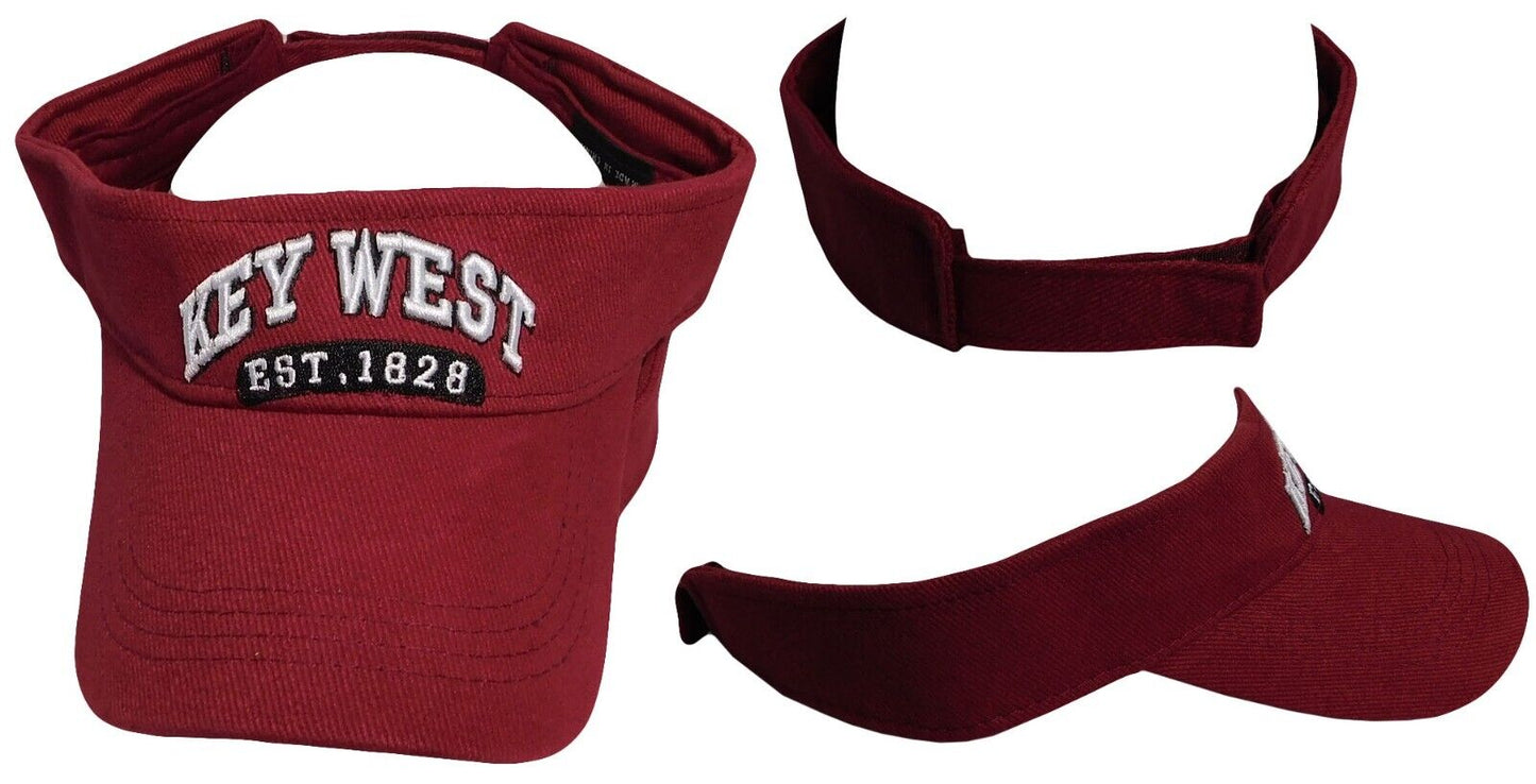 Key Wet Est. 1828 Burgundy Cotton Adjustable Embroidered Cap Hat Visor